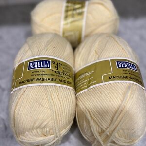 Berella by Bernat Yarn Discontinued Banana 3 Peice 4 Ounce Each